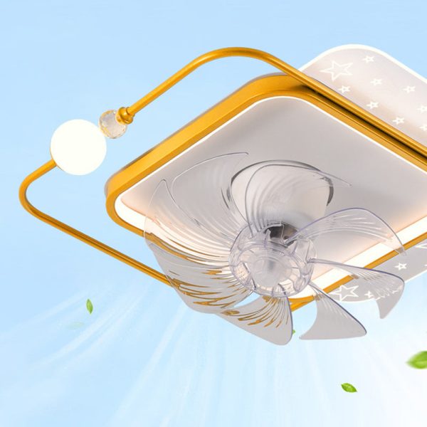 Contemporary Scandinavian Square Round Oval ABS Copper Hardware LED Flush Mount Ceiling Fan Light For Bedroom - Image 12