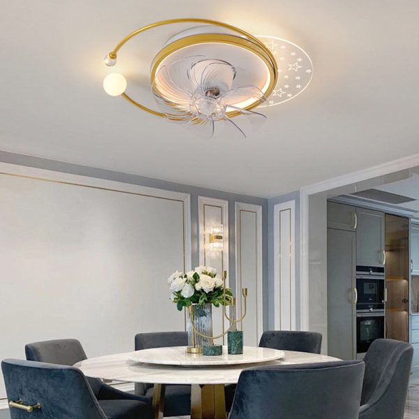 Contemporary Scandinavian Square Round Oval ABS Copper Hardware LED Flush Mount Ceiling Fan Light For Bedroom - Image 17