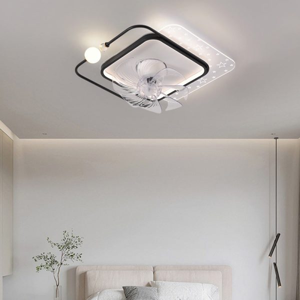 Contemporary Scandinavian Square Round Oval ABS Copper Hardware LED Flush Mount Ceiling Fan Light For Bedroom - Image 19