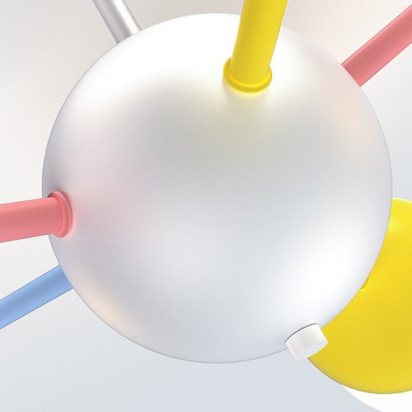 Contemporary Creative Macaron Kids Round Orb Iron Glass Aluminum LED Semi-Flush Mount Ceiling Light For Bedroom - Image 10