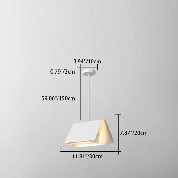 Contemporary Creative Book Rectangle Iron Fabric 1-Light Pendant Light For Bedroom - Image 4