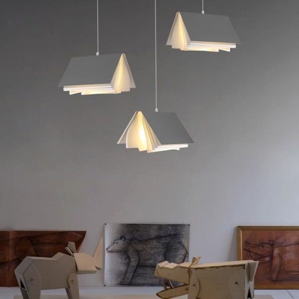 Contemporary Creative Book Rectangle Iron Fabric 1-Light Pendant Light For Bedroom - Image 3