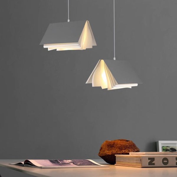 Contemporary Creative Book Rectangle Iron Fabric 1-Light Pendant Light For Bedroom - Image 2