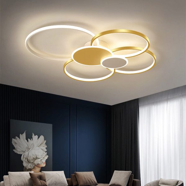 Modern Minimalist Circle Iron Silicone Acrylic LED Semi-Flush Mount Ceiling Light For Bedroom - Image 2