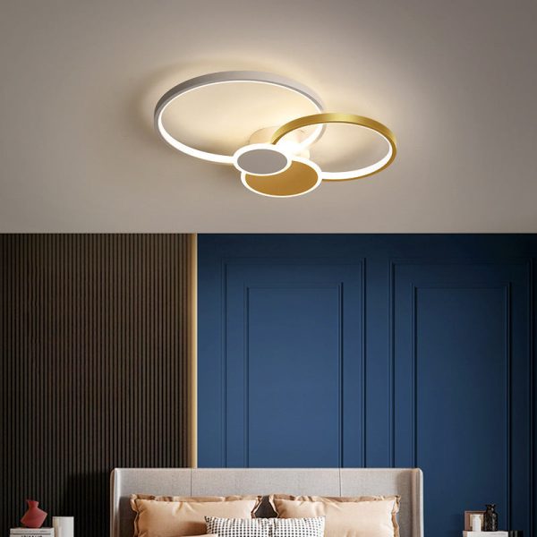 Modern Minimalist Circle Iron Silicone Acrylic LED Semi-Flush Mount Ceiling Light For Bedroom - Image 9