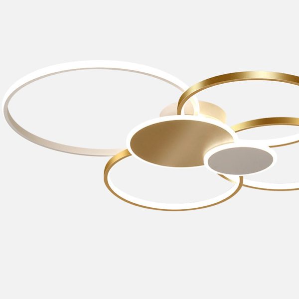 Modern Minimalist Circle Iron Silicone Acrylic LED Semi-Flush Mount Ceiling Light For Bedroom - Image 8