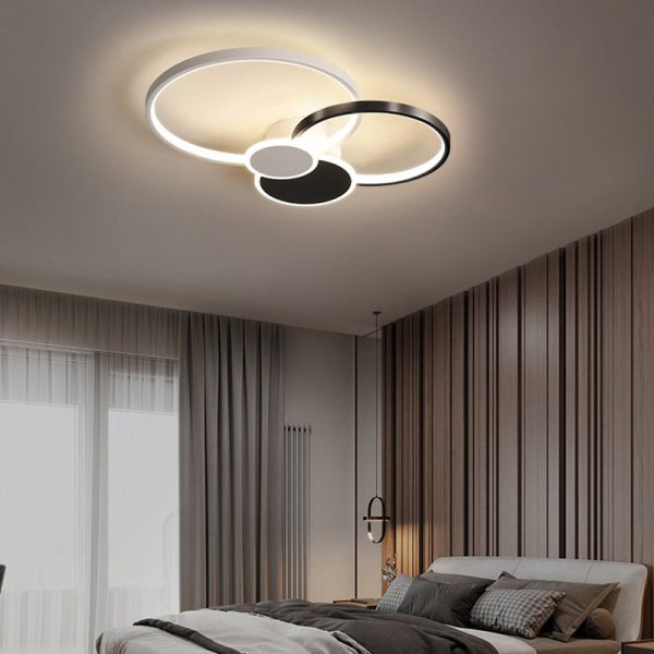 Modern Minimalist Circle Iron Silicone Acrylic LED Semi-Flush Mount Ceiling Light For Bedroom - Image 11
