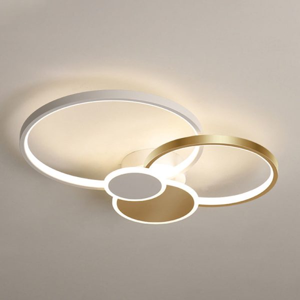 Modern Minimalist Circle Iron Silicone Acrylic LED Semi-Flush Mount Ceiling Light For Bedroom - Image 14