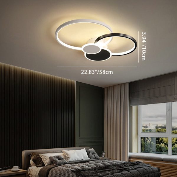 Modern Minimalist Circle Iron Silicone Acrylic LED Semi-Flush Mount Ceiling Light For Bedroom - Image 4