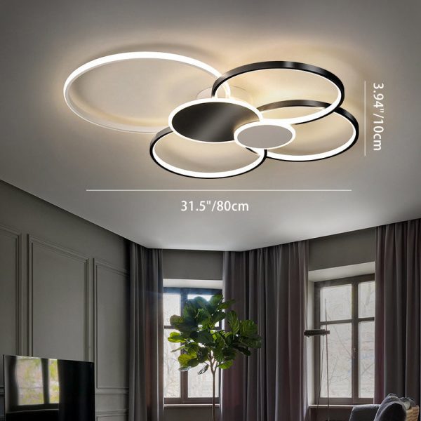 Modern Minimalist Circle Iron Silicone Acrylic LED Semi-Flush Mount Ceiling Light For Bedroom - Image 5