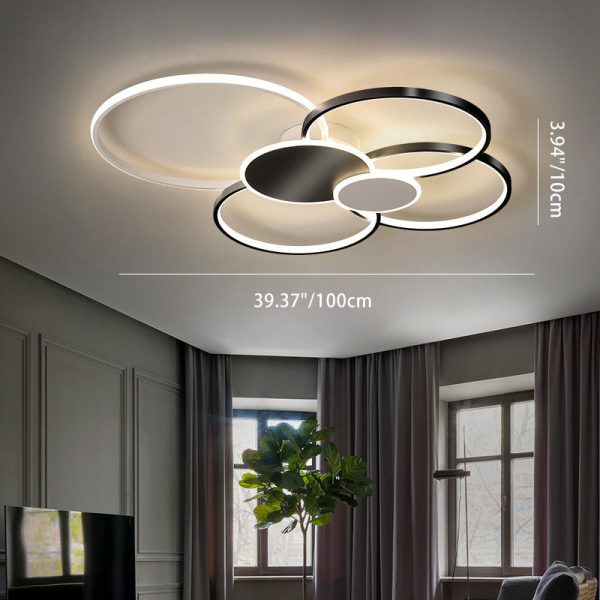 Modern Minimalist Circle Iron Silicone Acrylic LED Semi-Flush Mount Ceiling Light For Bedroom - Image 6