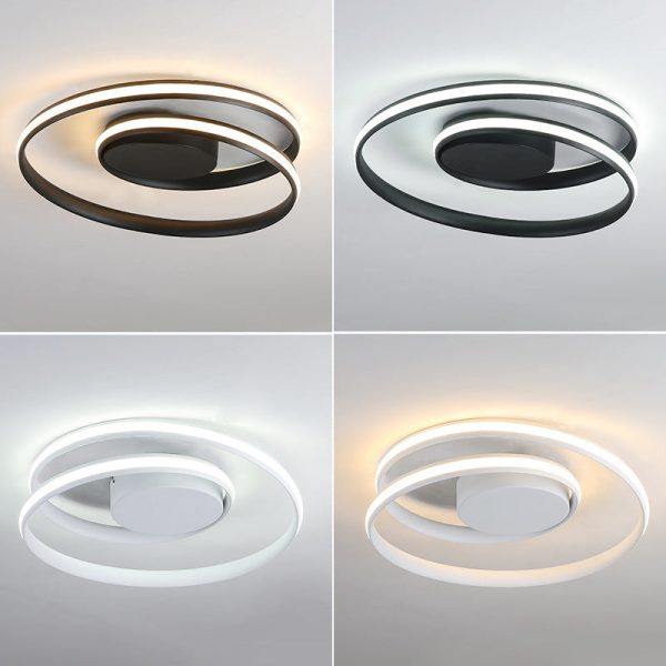 Contemporary Creative Circle Iron Aluminum LED Semi-Flush Mount Ceiling Light For Bedroom - Image 9