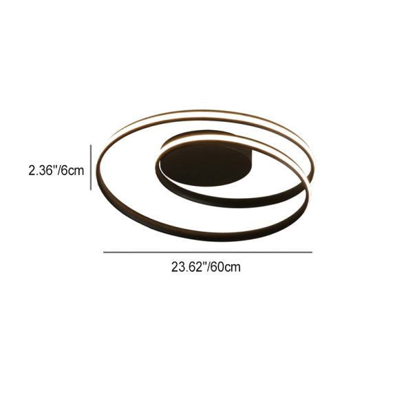 Contemporary Creative Circle Iron Aluminum LED Semi-Flush Mount Ceiling Light For Bedroom - Image 5