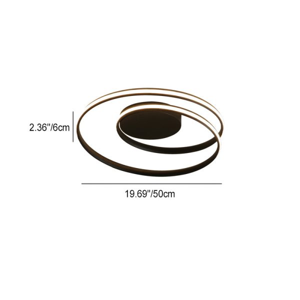 Contemporary Creative Circle Iron Aluminum LED Semi-Flush Mount Ceiling Light For Bedroom - Image 4