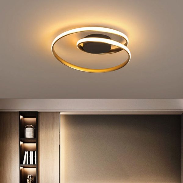 Contemporary Creative Circle Iron Aluminum LED Semi-Flush Mount Ceiling Light For Bedroom - Image 7