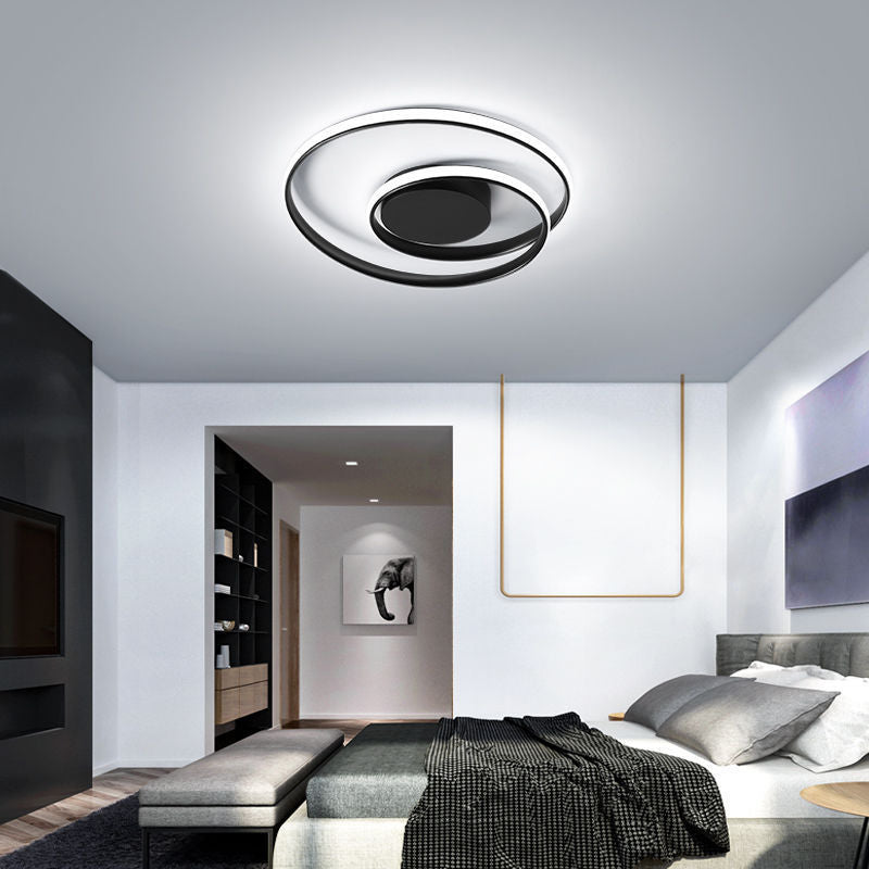 BS-Lighting-LP00687-8.jpg Contemporary Creative Circle Iron Aluminum LED Semi-Flush Mount Ceiling Light For Bedroom - Image 1