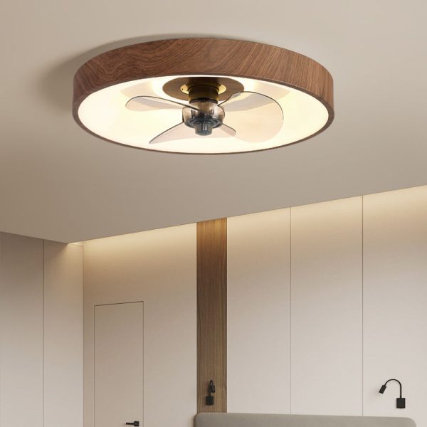 Modern Simplicity Round Iron Acrylic LED Flush Mount Ceiling Fan Light For Bedroom - Image 2