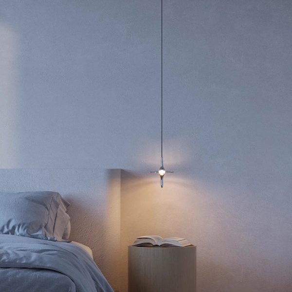 Modern Simplicity Cone Metal Crystal LED Pendant Light For Bedroom - Image 10
