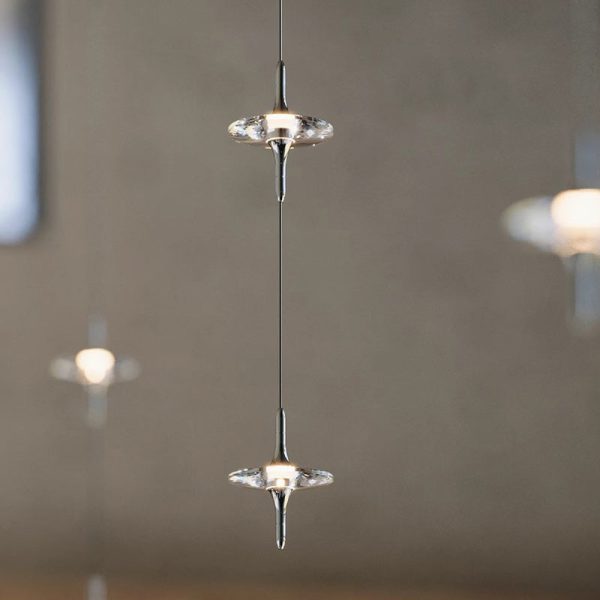 Modern Simplicity Cone Metal Crystal LED Pendant Light For Bedroom - Image 11