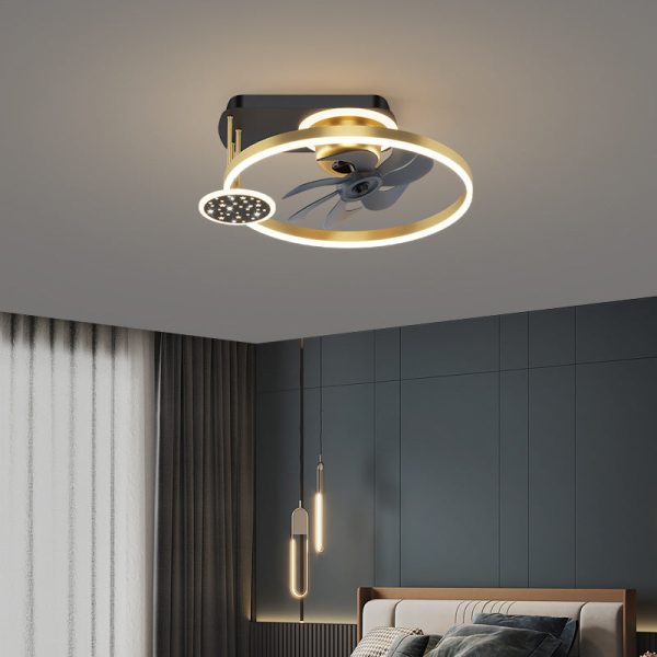Contemporary Nordic Square Iron Aluminum Acrylic LED Semi-Flush Mount Ceiling Fan Light For Bedroom - Image 8