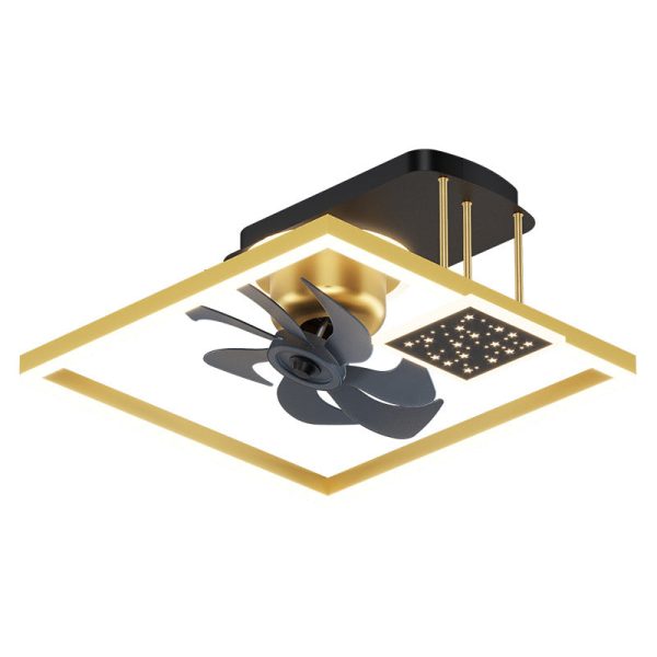 Contemporary Nordic Square Iron Aluminum Acrylic LED Semi-Flush Mount Ceiling Fan Light For Bedroom - Image 13