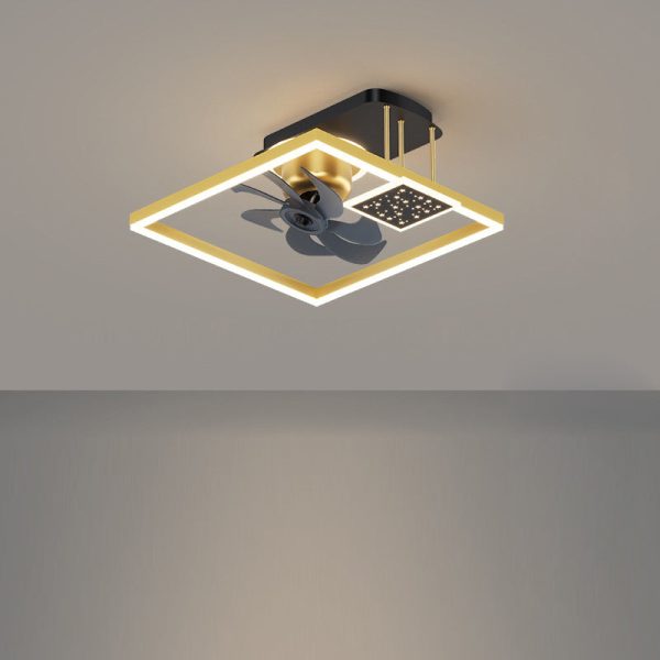 Contemporary Nordic Square Iron Aluminum Acrylic LED Semi-Flush Mount Ceiling Fan Light For Bedroom - Image 11