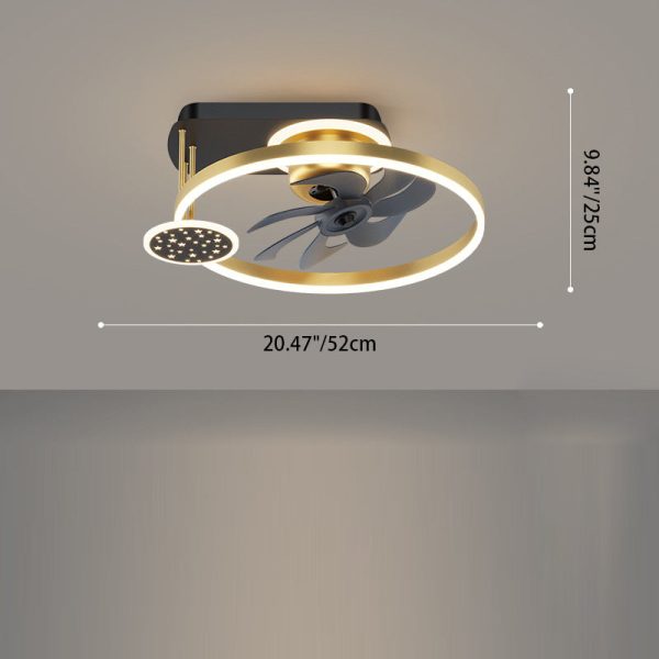 Contemporary Nordic Square Iron Aluminum Acrylic LED Semi-Flush Mount Ceiling Fan Light For Bedroom - Image 5