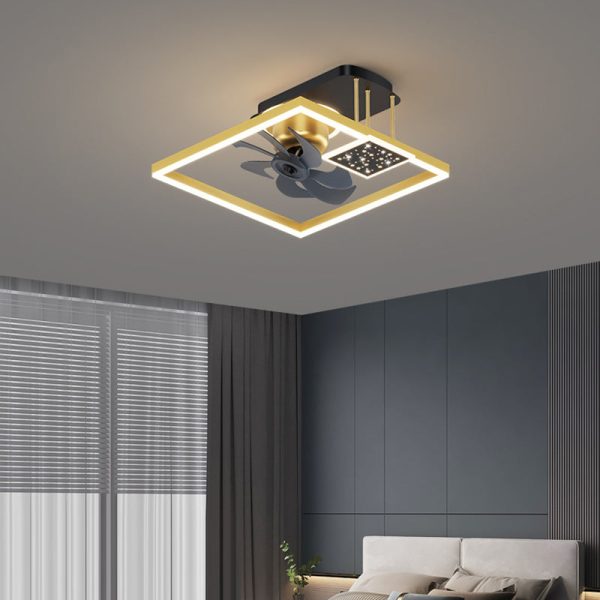 Contemporary Nordic Square Iron Aluminum Acrylic LED Semi-Flush Mount Ceiling Fan Light For Bedroom - Image 9