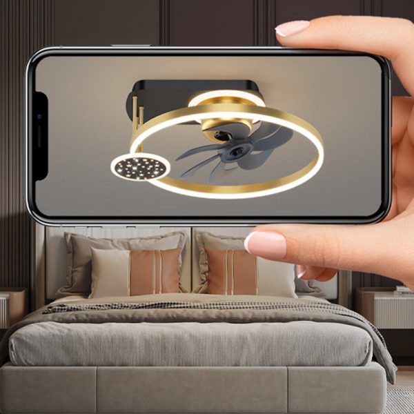 Contemporary Nordic Square Iron Aluminum Acrylic LED Semi-Flush Mount Ceiling Fan Light For Bedroom - Image 7