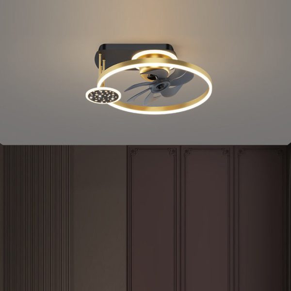 Contemporary Nordic Square Iron Aluminum Acrylic LED Semi-Flush Mount Ceiling Fan Light For Bedroom - Image 10