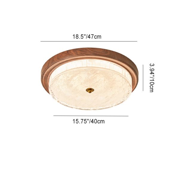 Traditional Vintage Round Metal Glass LED Flush Mount Ceiling Light For Bedroom - Image 4