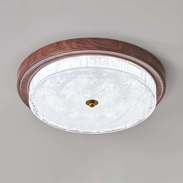 Traditional Vintage Round Metal Glass LED Flush Mount Ceiling Light For Bedroom - Image 14