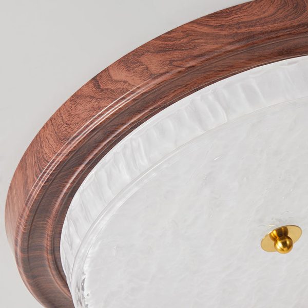 Traditional Vintage Round Metal Glass LED Flush Mount Ceiling Light For Bedroom - Image 7