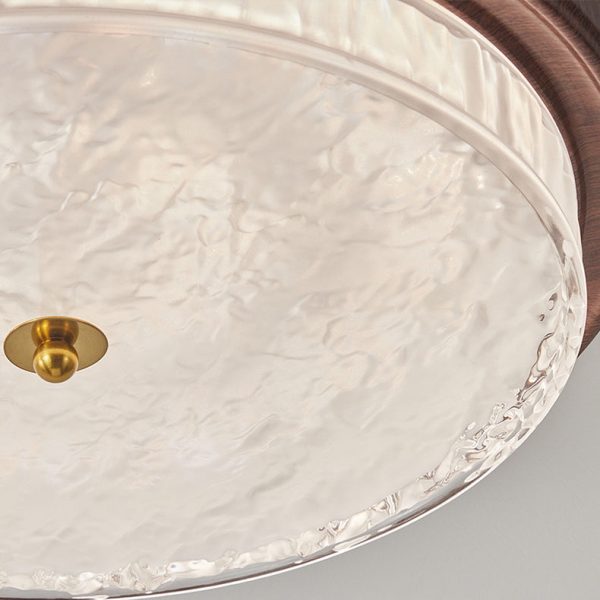 Traditional Vintage Round Metal Glass LED Flush Mount Ceiling Light For Bedroom - Image 8