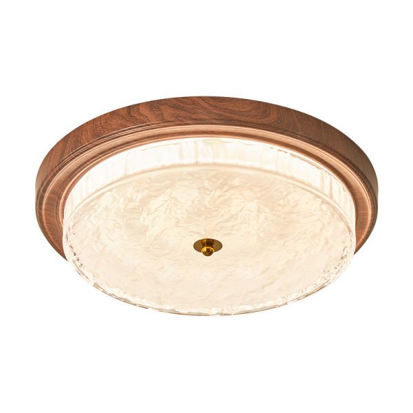 Traditional Vintage Round Metal Glass LED Flush Mount Ceiling Light For Bedroom - Image 15