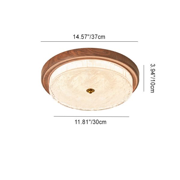 Traditional Vintage Round Metal Glass LED Flush Mount Ceiling Light For Bedroom - Image 5