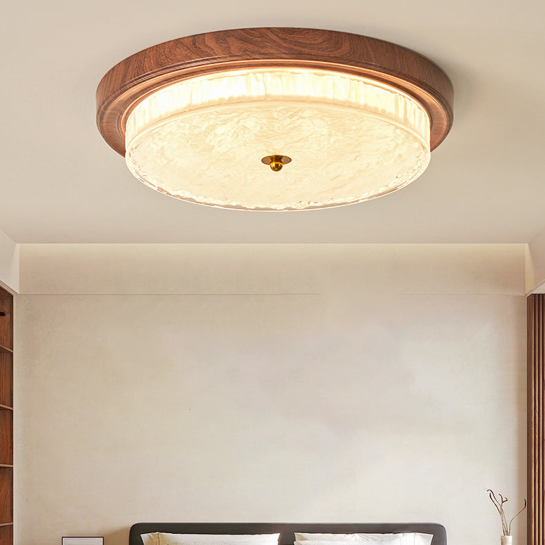 BS-Lighting-LP01140-3.jpg Traditional Vintage Round Metal Glass LED Flush Mount Ceiling Light For Bedroom - Image 1