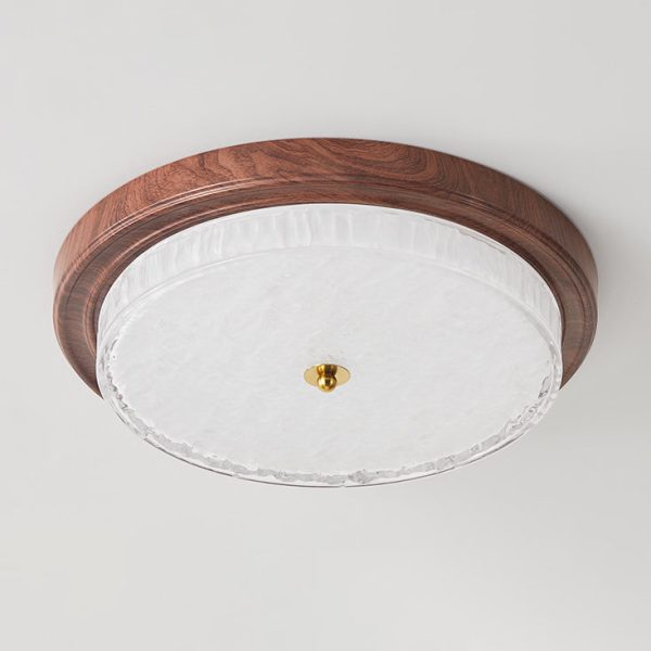 Traditional Vintage Round Metal Glass LED Flush Mount Ceiling Light For Bedroom - Image 13