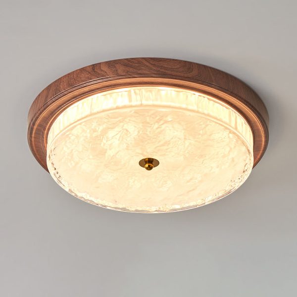 Traditional Vintage Round Metal Glass LED Flush Mount Ceiling Light For Bedroom - Image 11