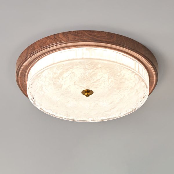 Traditional Vintage Round Metal Glass LED Flush Mount Ceiling Light For Bedroom - Image 12
