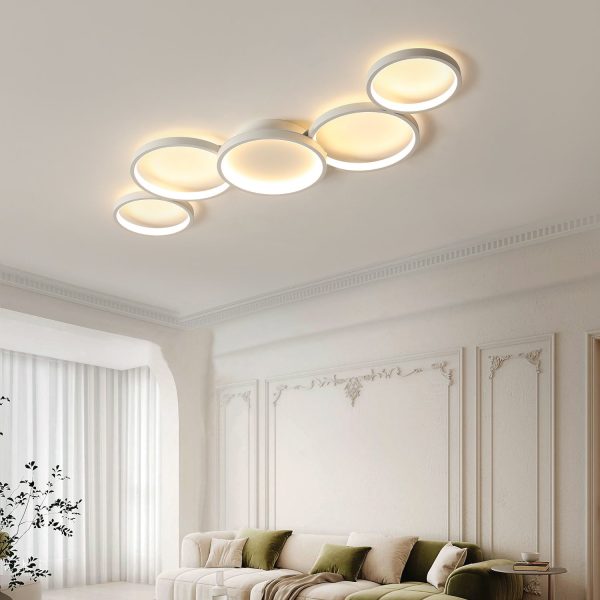 Modern Minimalist Multiple Circle Iron Aluminum Acrylic LED Semi-Flush Mount Ceiling Light For Living Room - Image 3