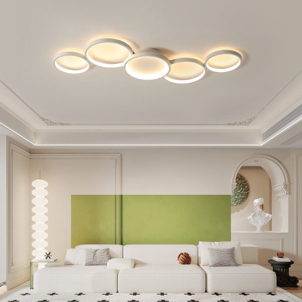 Modern Minimalist Multiple Circle Iron Aluminum Acrylic LED Semi-Flush Mount Ceiling Light For Living Room - Image 2