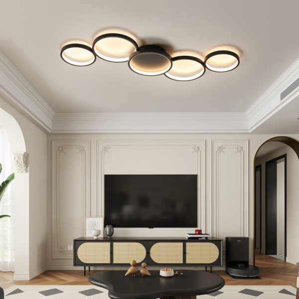 Modern Minimalist Multiple Circle Iron Aluminum Acrylic LED Semi-Flush Mount Ceiling Light For Living Room - Image 9
