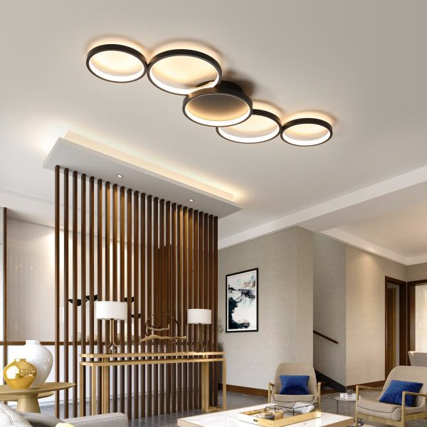 Modern Minimalist Multiple Circle Iron Aluminum Acrylic LED Semi-Flush Mount Ceiling Light For Living Room - Image 10