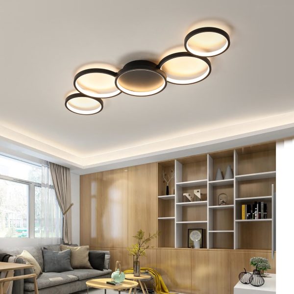 Modern Minimalist Multiple Circle Iron Aluminum Acrylic LED Semi-Flush Mount Ceiling Light For Living Room - Image 11