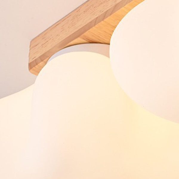 Contemporary Creative Cotton Solid Wood Glass LED Semi-Flush Mount Ceiling Light For Living Room - Image 5
