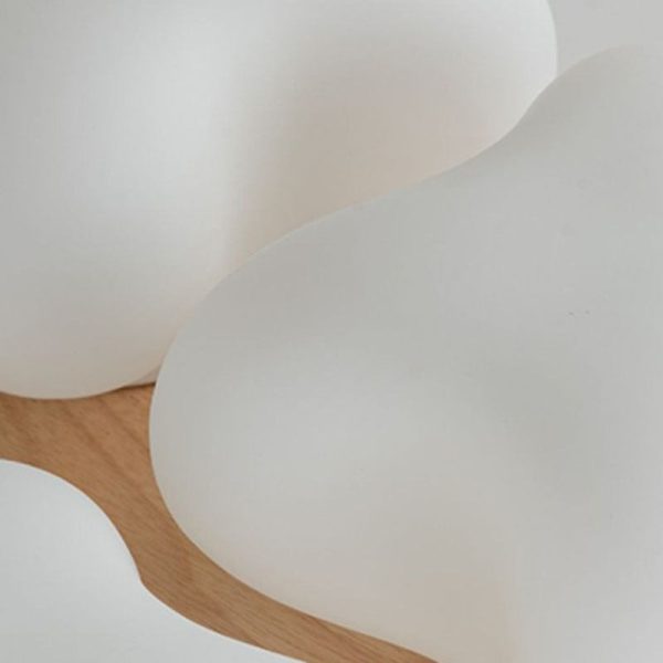 Contemporary Creative Cotton Solid Wood Glass LED Semi-Flush Mount Ceiling Light For Living Room - Image 7