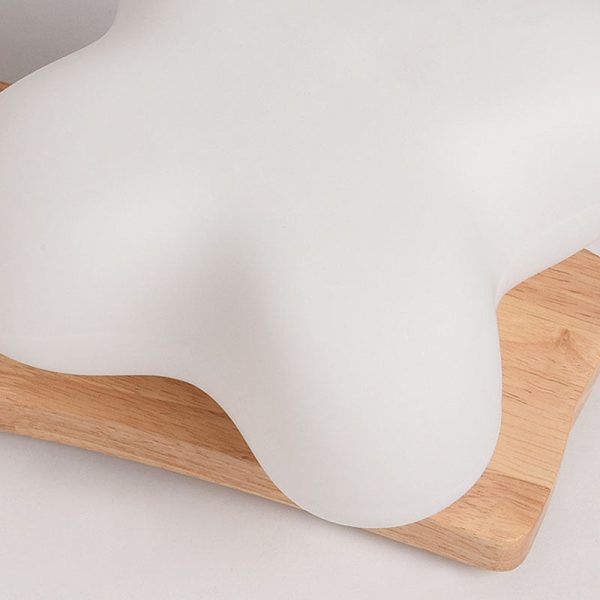 Contemporary Creative Cotton Solid Wood Glass LED Semi-Flush Mount Ceiling Light For Living Room - Image 6