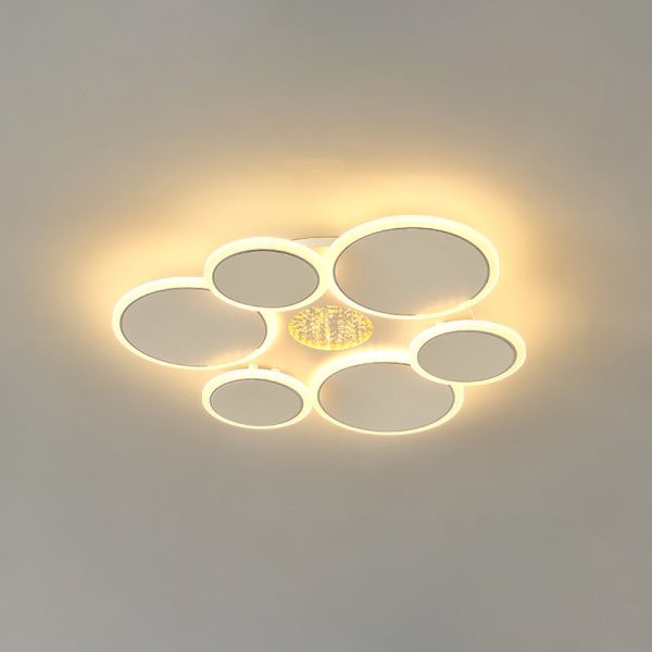Contemporary Scandinavian Multiple Circle Iron Acrylic LED Semi-Flush Mount Ceiling Light For Bedroom - Image 11