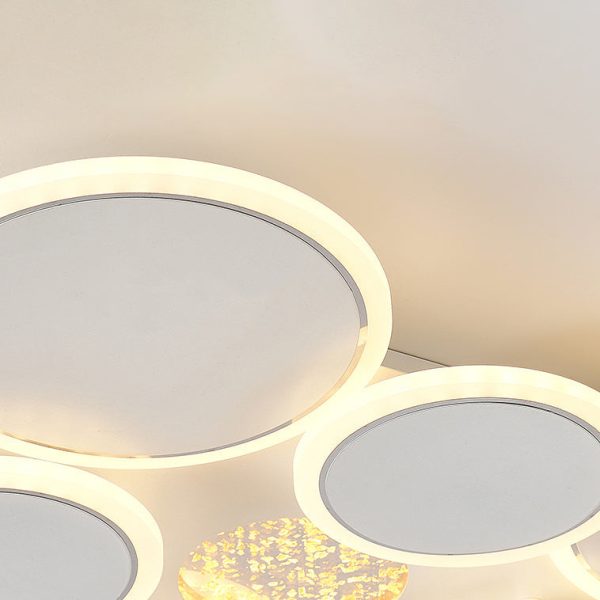 Contemporary Scandinavian Multiple Circle Iron Acrylic LED Semi-Flush Mount Ceiling Light For Bedroom - Image 7